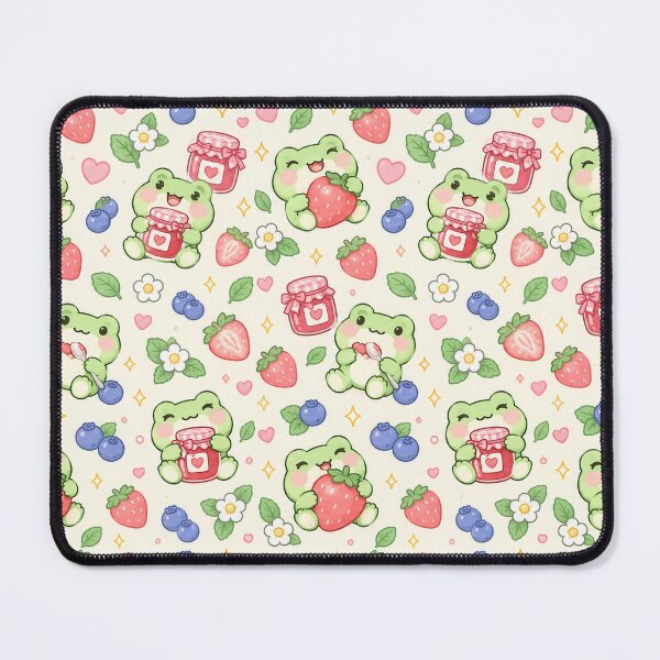 Item preview, Kawaii Frog Berry Jam Pastel Pattern designed and sold by Soft Berry Studio.
