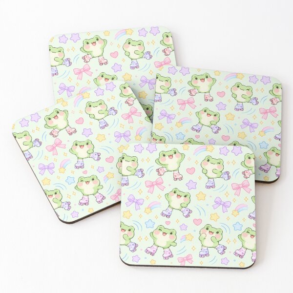 Item preview, Kawaii Frog Roller Skates Pastel Pattern designed and sold by Soft Berry Studio.