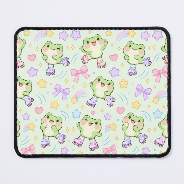 Item preview, Kawaii Frog Roller Skates Pastel Pattern designed and sold by Soft Berry Studio.
