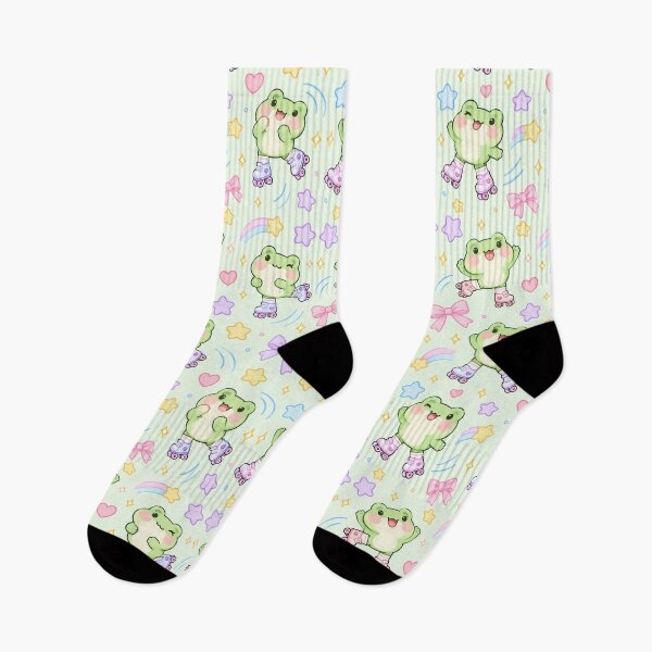 Item preview, Kawaii Frog Roller Skates Pastel Pattern designed and sold by Soft Berry Studio.