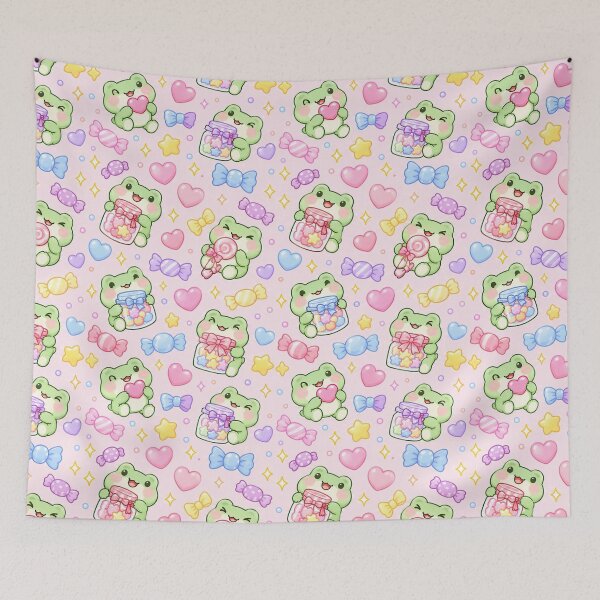 Item preview, Kawaii Frog Candy Jar Pastel Pattern designed and sold by Soft Berry Studio.
