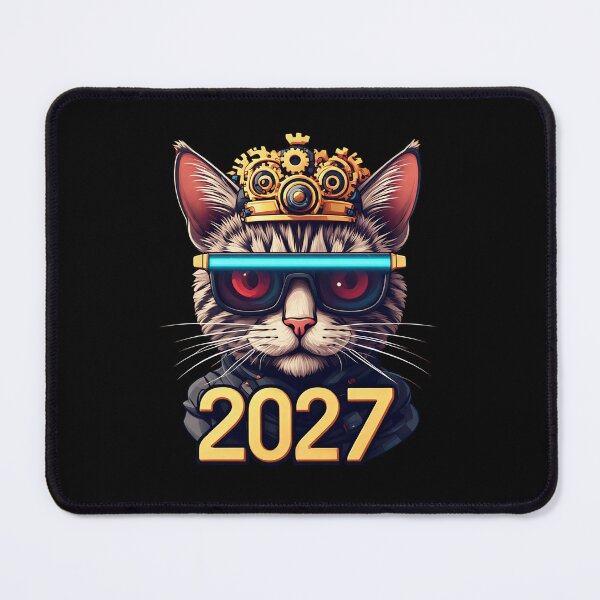 Item preview, Royal Cybernetic Cat - New Year 2027 Gold and Neon designed and sold by Cyber Gold Studio.