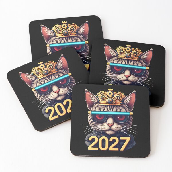 Item preview, Royal Cybernetic Cat - New Year 2027 Gold and Neon designed and sold by Cyber Gold Studio.