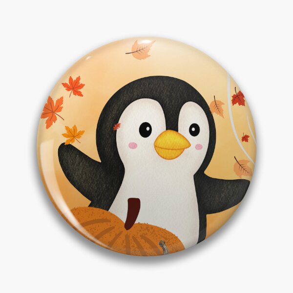 Artikelvorschau, Happy Fall Penguin – Funny Autumn Penguin with Pumpkins & Leaves entworfen und verkauft von PureHopeStudio.