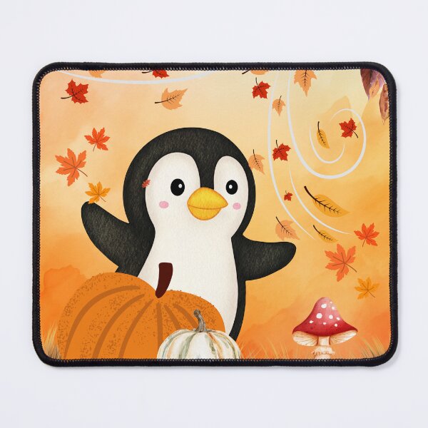 Item preview, Happy Fall Penguin – Funny Autumn Penguin with Pumpkins & Leaves designed and sold by PureHopeStudio.