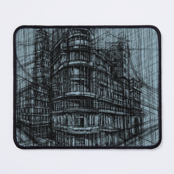 Item preview, Curved Building Architectural Sketch – Black and White Urban Art. designed and sold by IlustratorCAT.