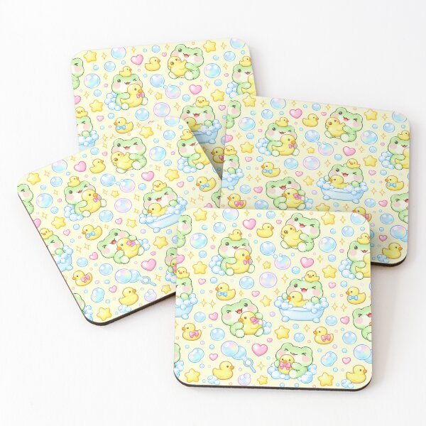 Item preview, Kawaii Frog Toy Duck Pastel Pattern designed and sold by Soft Berry Studio.