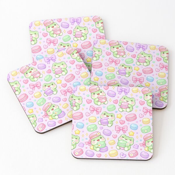 Item preview, Kawaii Frog Macaron Pastel Pattern designed and sold by Soft Berry Studio.