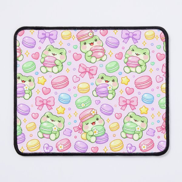 Item preview, Kawaii Frog Macaron Pastel Pattern designed and sold by Soft Berry Studio.