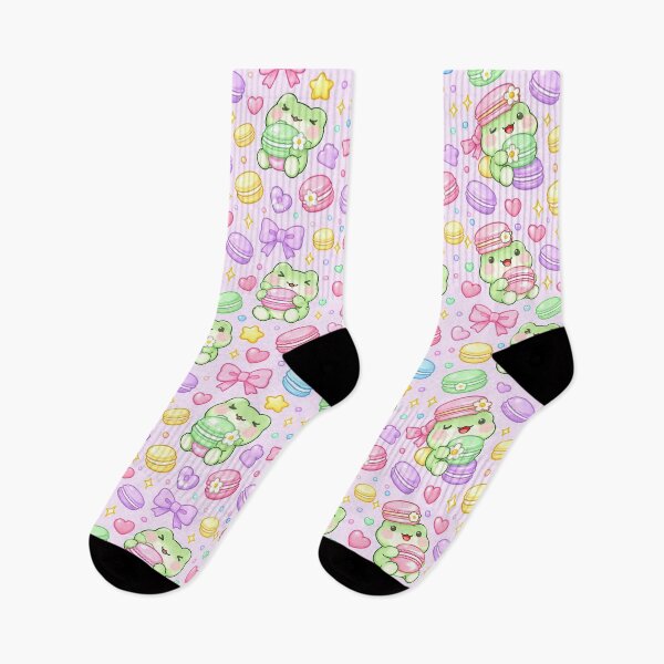 Item preview, Kawaii Frog Macaron Pastel Pattern designed and sold by Soft Berry Studio.