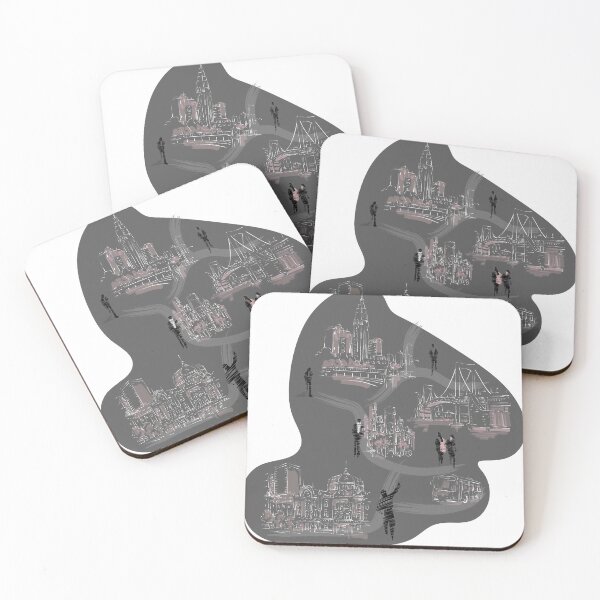 Item preview, Tokyo City Landmarks Sketch Illustration with Silhouette People and Roads designed and sold by maewjpho.