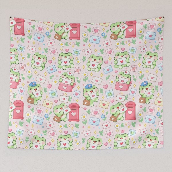 Item preview, Kawaii Frog Happy Mail Pastel Pattern designed and sold by Soft Berry Studio.