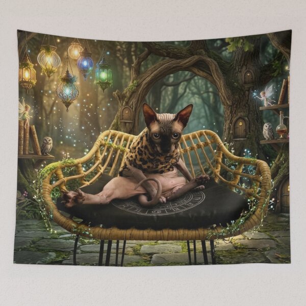 Item preview, Mystical Sphynx Cat in Enchanted Forest designed and sold by BeataChojecka.