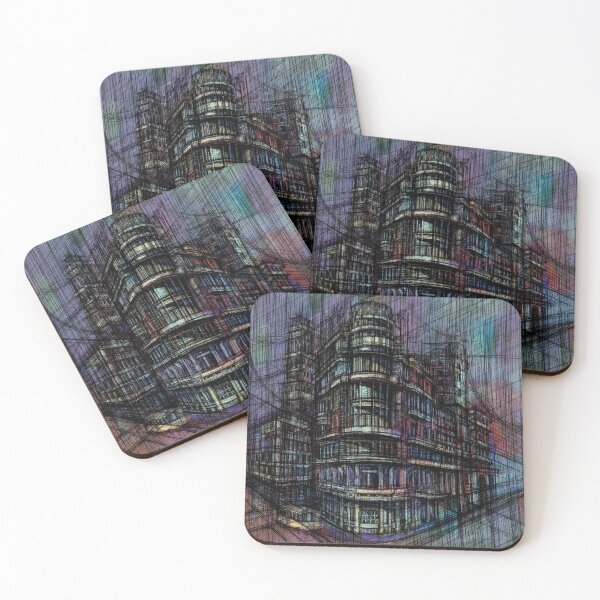 Item preview, Moody Architectural Cityscape – Colorful Curved Building Art designed and sold by IlustratorCAT.