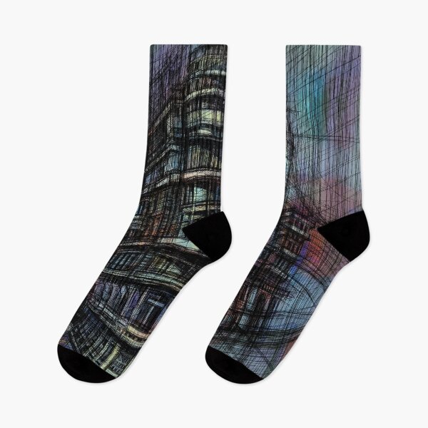 Item preview, Moody Architectural Cityscape – Colorful Curved Building Art designed and sold by IlustratorCAT.