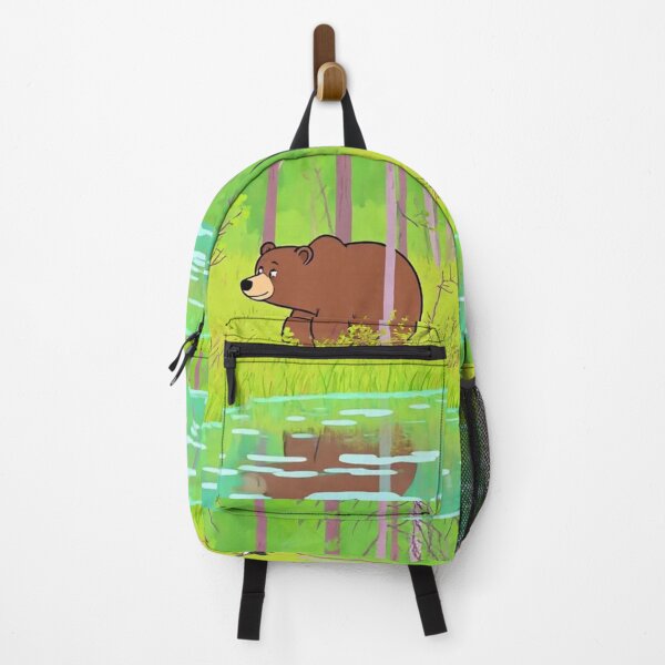 Item preview, Cute Brown Bear Walking in a Lush Green Forest with Birds - Nature Wildlife Illustration" designed and sold by BLUESKY11a.