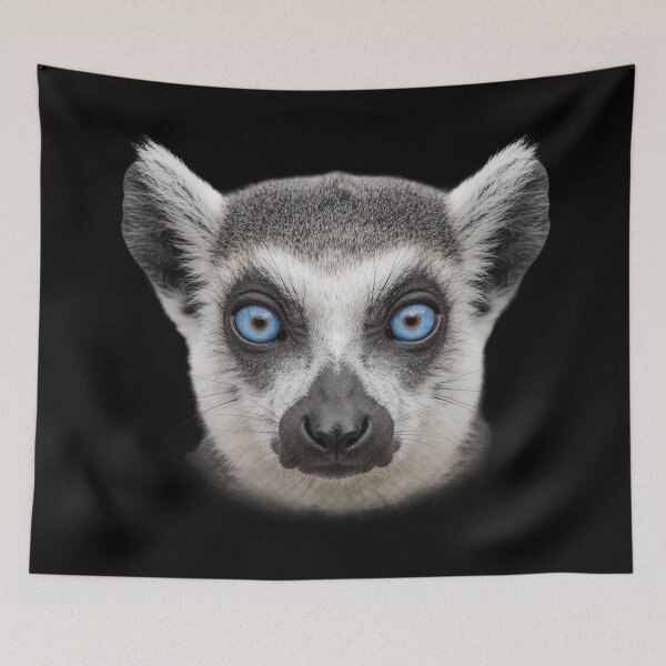 Item preview, Ring Tailed Lemur Face Blue Eyes Wildlife Art designed and sold by cabana.space.