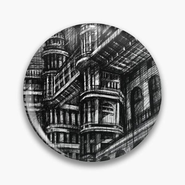 Item preview, Industrial City Alley Sketch – Black and White Urban Architecture designed and sold by IlustratorCAT.