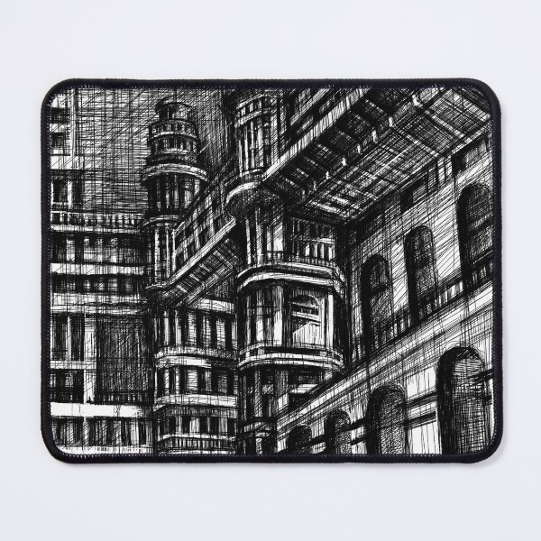Item preview, Industrial City Alley Sketch – Black and White Urban Architecture designed and sold by IlustratorCAT.