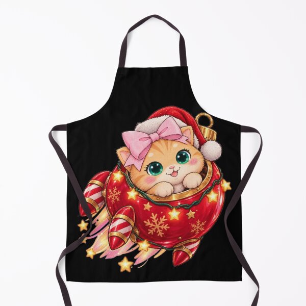 Item preview, Cute Christmas Cat Rocket Ornament Flight designed and sold by Luna's World - Moody Vibes Studio.