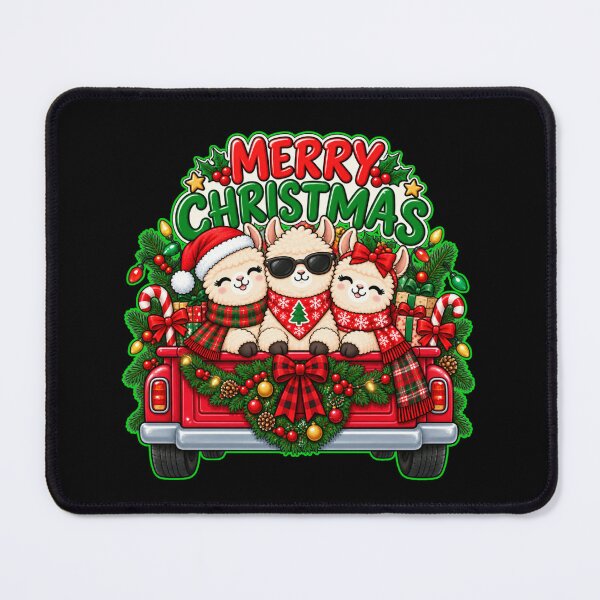 Item preview, Merry Christmas Llama Family in Red Truck designed and sold by Nzgiftsandmore.