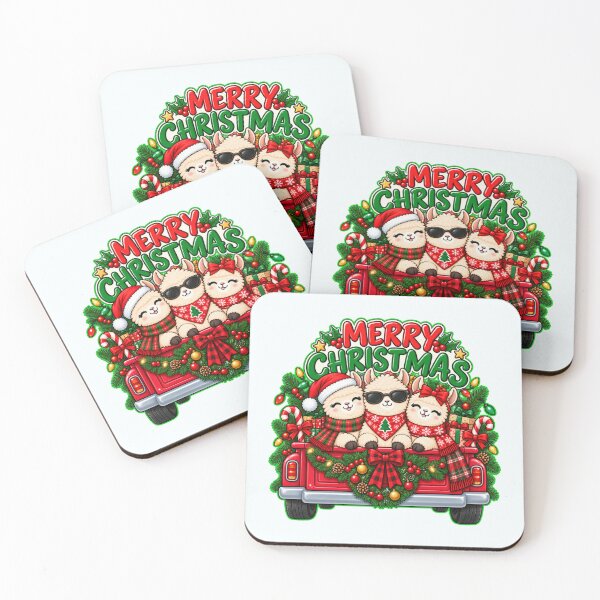 Item preview, Merry Christmas Llama Family in Red Truck designed and sold by Nzgiftsandmore.