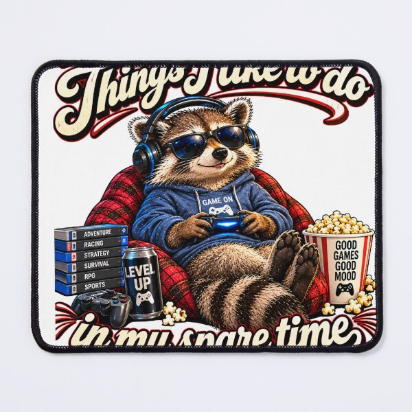Item preview, Funny Gaming Raccoon – Things I Like to Do in My Spare Time designed and sold by fukubukuro.