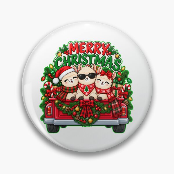 Item preview, Merry Christmas Llama Family in Red Truck designed and sold by Nzgiftsandmore.