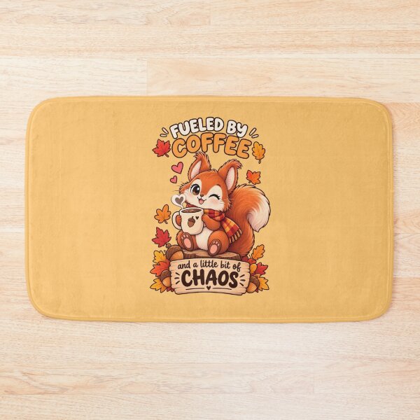 Item preview, Cute Red Squirrel Autumn Coffee – Fueled by Coffee and a Little Chaos designed and sold by JrNergal.