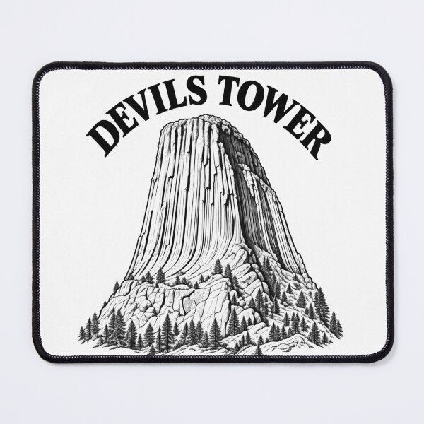 Item preview, Devils Tower Wyoming National Monument Line Art Hiking designed and sold by Tee Visions.