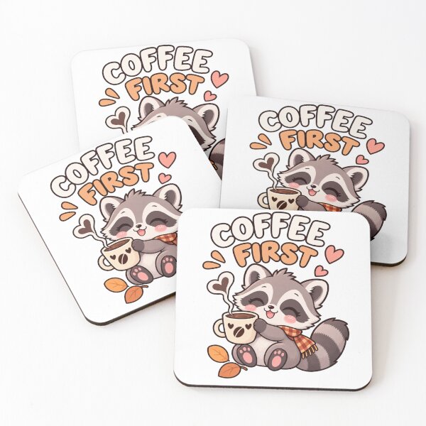 Item preview, Cute Raccoon Coffee Lover – Coffee First Funny Kawaii Design designed and sold by JrNergal.