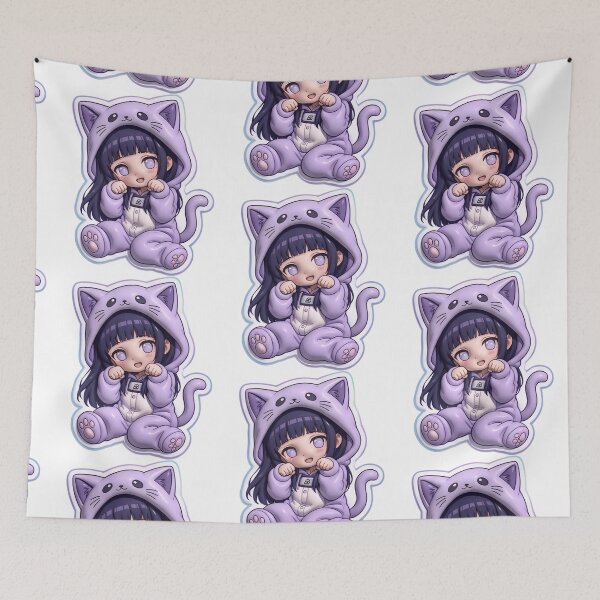 Item preview, Kawaii Chibi Anime Girl - Purple Cat Onesie Kigurumi Sticker designed and sold by BlackSyeth.
