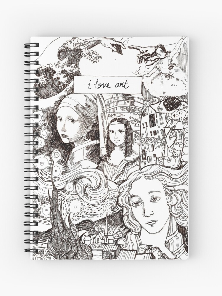 Cuaderno de espiral «Pinturas famosas Historia del arte - Me encanta el arte»  de luciddreame | Redbubble