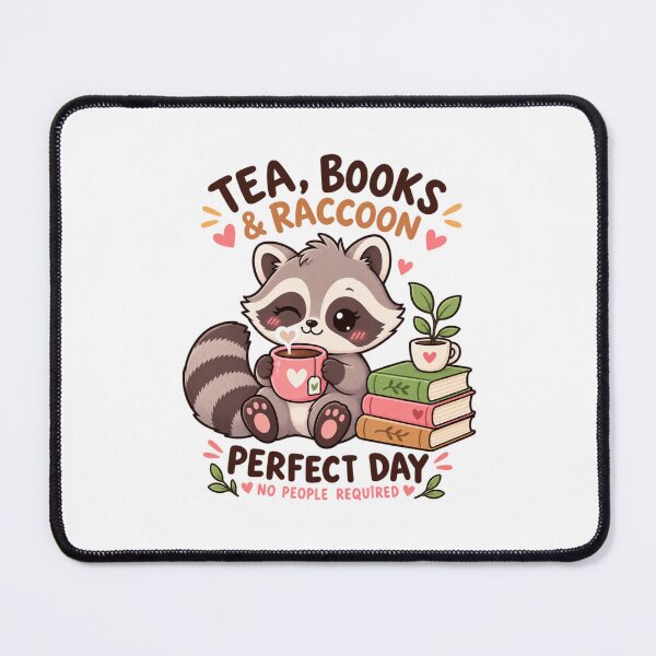 Item preview, Cute Raccoon Tea and Books – Cozy Kawaii Reader Funny Design designed and sold by JrNergal.