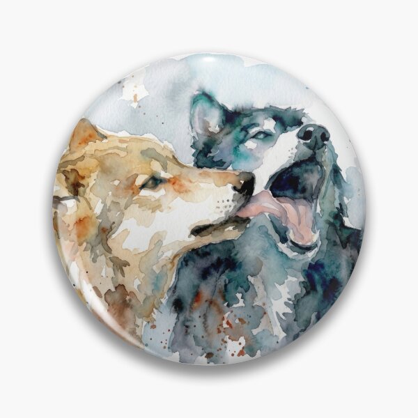 Item preview, Affectionate Two Wolves Watercolor Art designed and sold by caracatita75.