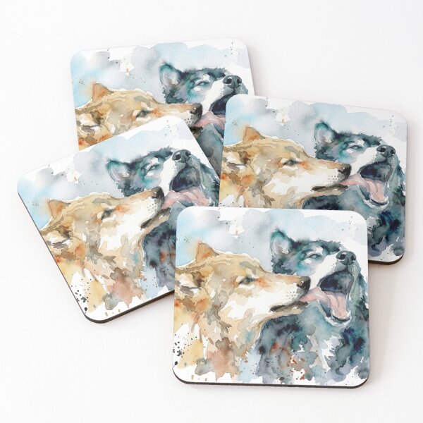 Item preview, Affectionate Two Wolves Watercolor Art designed and sold by caracatita75.
