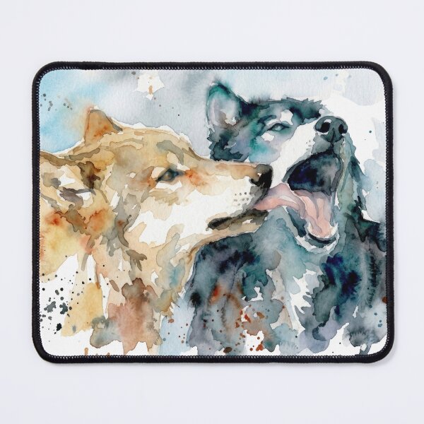Item preview, Affectionate Two Wolves Watercolor Art designed and sold by caracatita75.
