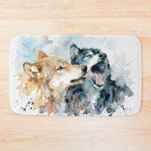 Item preview, Affectionate Two Wolves Watercolor Art designed and sold by caracatita75.