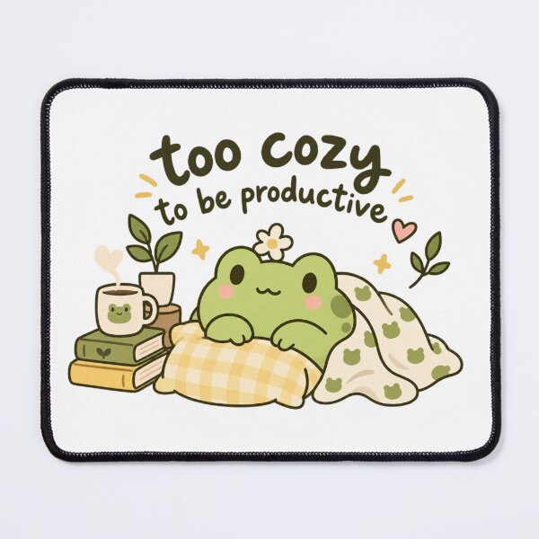 Item preview, Too Cozy to Be Productive – Cute Frog Coffee & Books designed and sold by JrNergal.