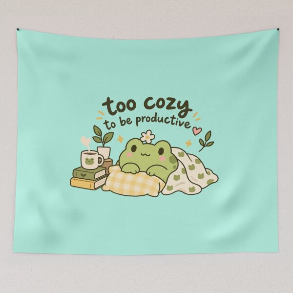 Item preview, Too Cozy to Be Productive – Cute Frog Coffee & Books designed and sold by JrNergal.