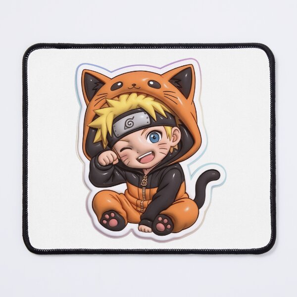 Item preview, Kawaii Chibi Ninja Boy - Orange Cat Onesie Anime Sticker designed and sold by BlackSyeth.