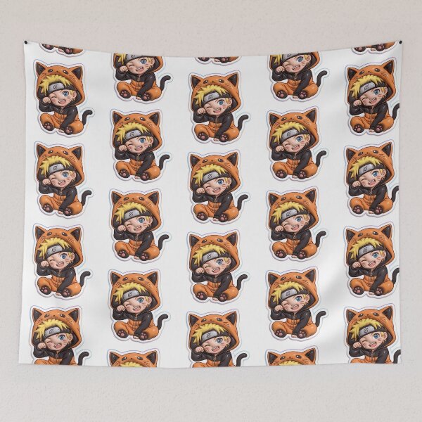 Item preview, Kawaii Chibi Ninja Boy - Orange Cat Onesie Anime Sticker designed and sold by BlackSyeth.