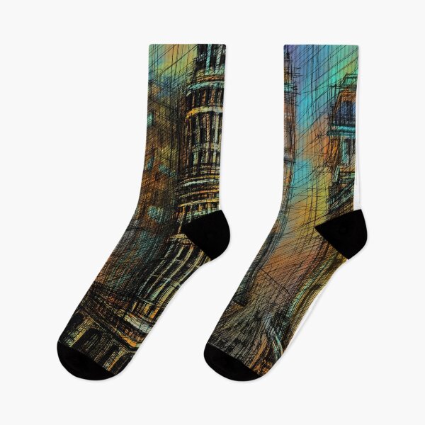 Item preview, Vibrant Futuristic Cityscape – Colorful Architectural Sketch designed and sold by IlustratorCAT.