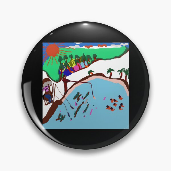 Item preview, Whimsical Fishing Scene Artwork designed and sold by J-Mindful.