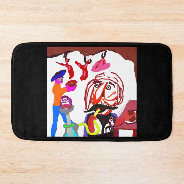 Item preview, Whimsical Butcher Scene with Colorful Characters designed and sold by J-Mindful.