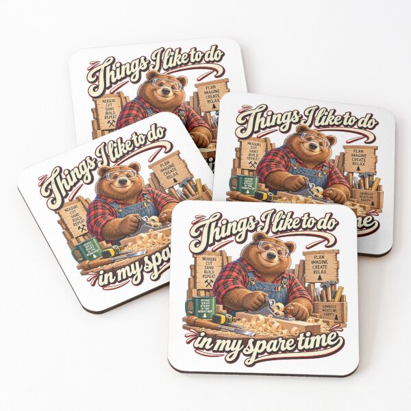 Item preview, Funny Woodworking Bear – Things I Like to Do in My Spare Time designed and sold by fukubukuro.