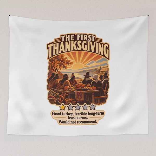Item preview, The First Thanksgiving One Star Review - Funny Native American History Dark Humor designed and sold by Neurospicy Trolls.