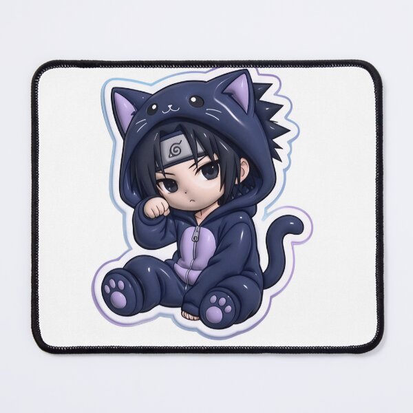 Item preview, Kawaii Chibi Ninja Boy - Dark Cat Onesie Anime Sticker designed and sold by BlackSyeth.