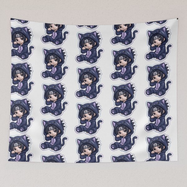 Item preview, Kawaii Chibi Ninja Boy - Dark Cat Onesie Anime Sticker designed and sold by BlackSyeth.
