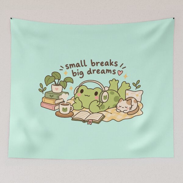 Item preview, Small Breaks Big Dreams – Cute Frog Reading with Coffee designed and sold by JrNergal.